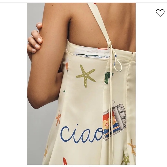 For Love & Lemons Ciao mini dress NWT butter yellow w/a Positano print. Size S - Picture 3 of 6